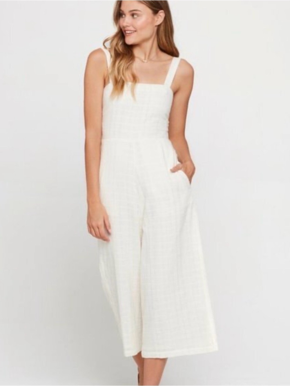 L-Space SP Oceanside white adjustable strap crop cotton jumper lagonlook boho